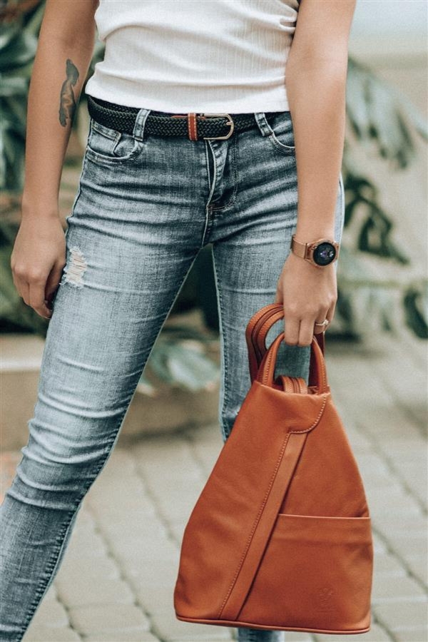 Vera Pelle włoski Plecak Skórzany damski mały T52