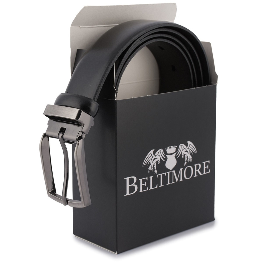 Pasek skórzany BELTIMORE r.100-115 cm E38 czarny