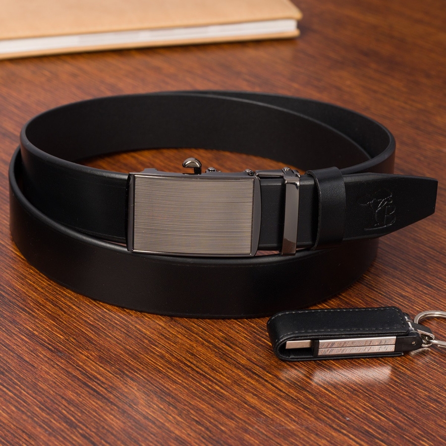 Pasek skórzany męski czarny szeroki 3,5 cm Beltimore A20 : Kolory - czarny, Rozmiar pasków - r.80-95 cm