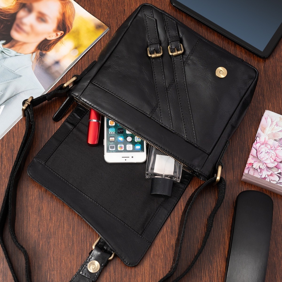 Torba męska skórzana na ramię zgrabna czarna elegancka Beltimore N03