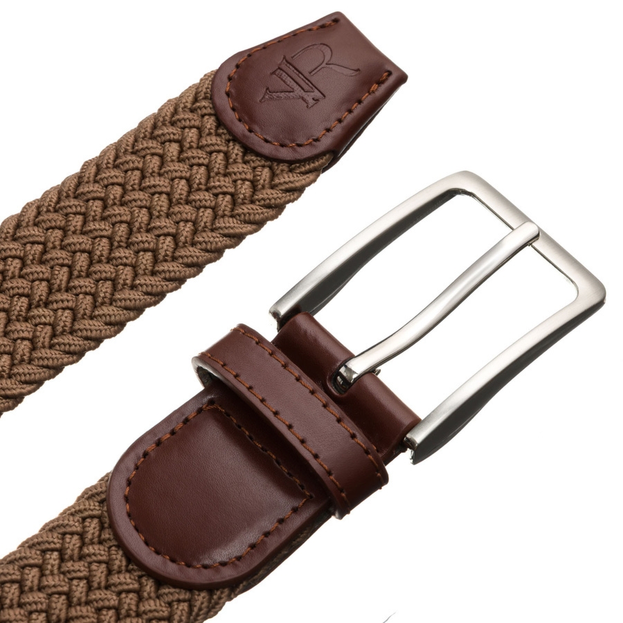 Pasek parciany w beżowym kolorze z materiału syntetycznego i skóry ekologicznej - Rovicky