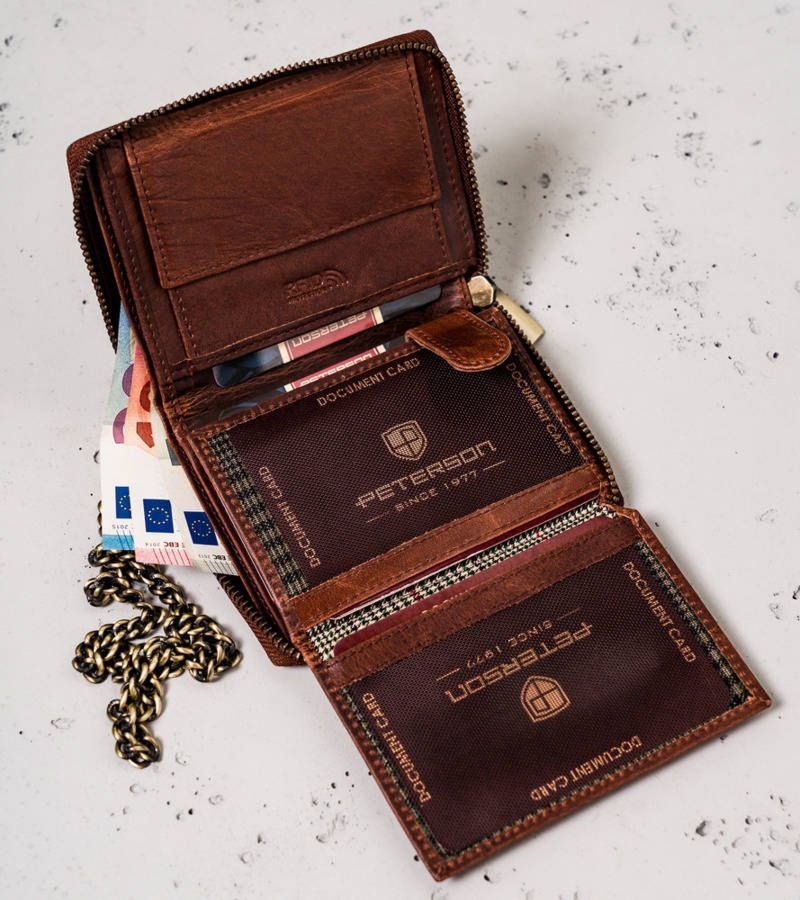 Portfel skórzany Peterson brązowy [DH] PTN N4C-09-HWM