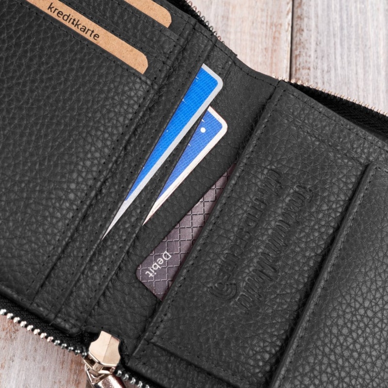 Portfel damski klasyczny skórzany czarny RFID Paolo Peruzzi T-139-BL