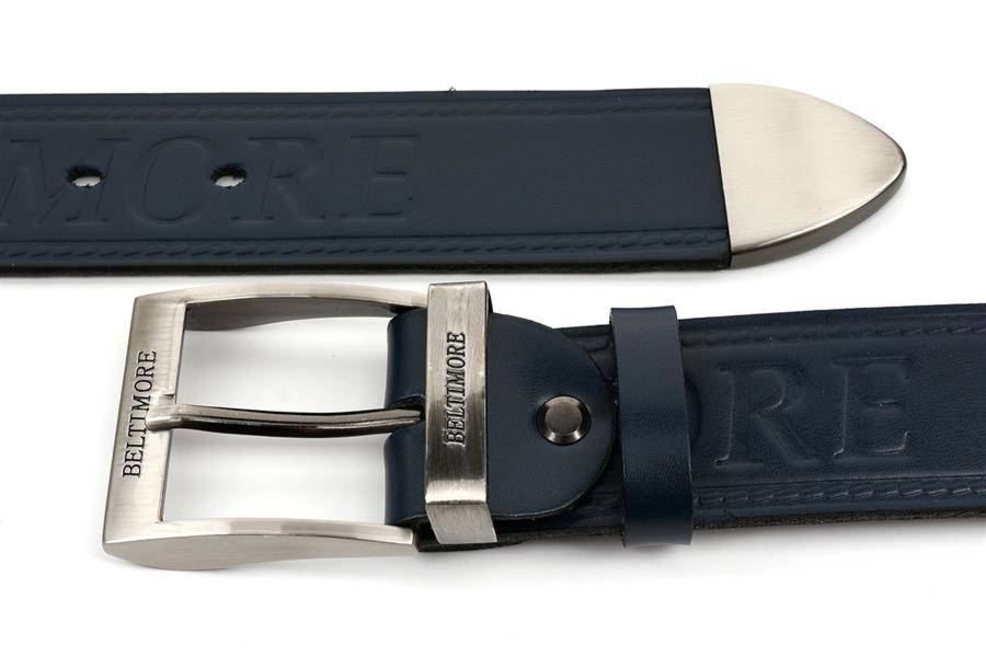 Beltimore męski skórzany pasek szeroki jeans granatowy 520 : Kolory - granatowy, Rozmiar pasków - r.130-145 cm