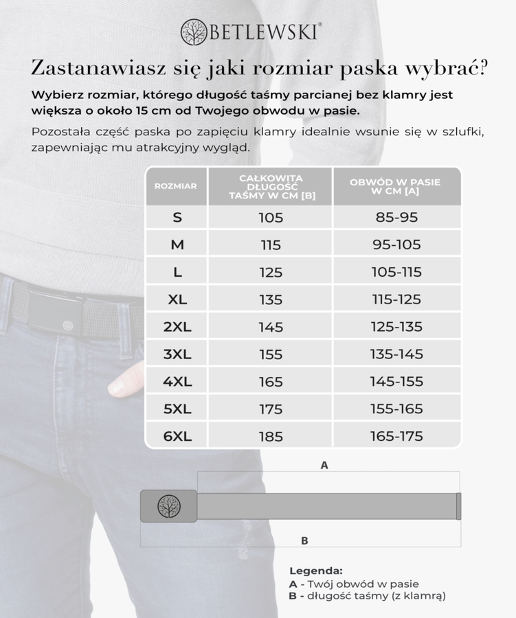 Pasek parciany BETLEWSKI PRC-21_GR-1 M granatowy