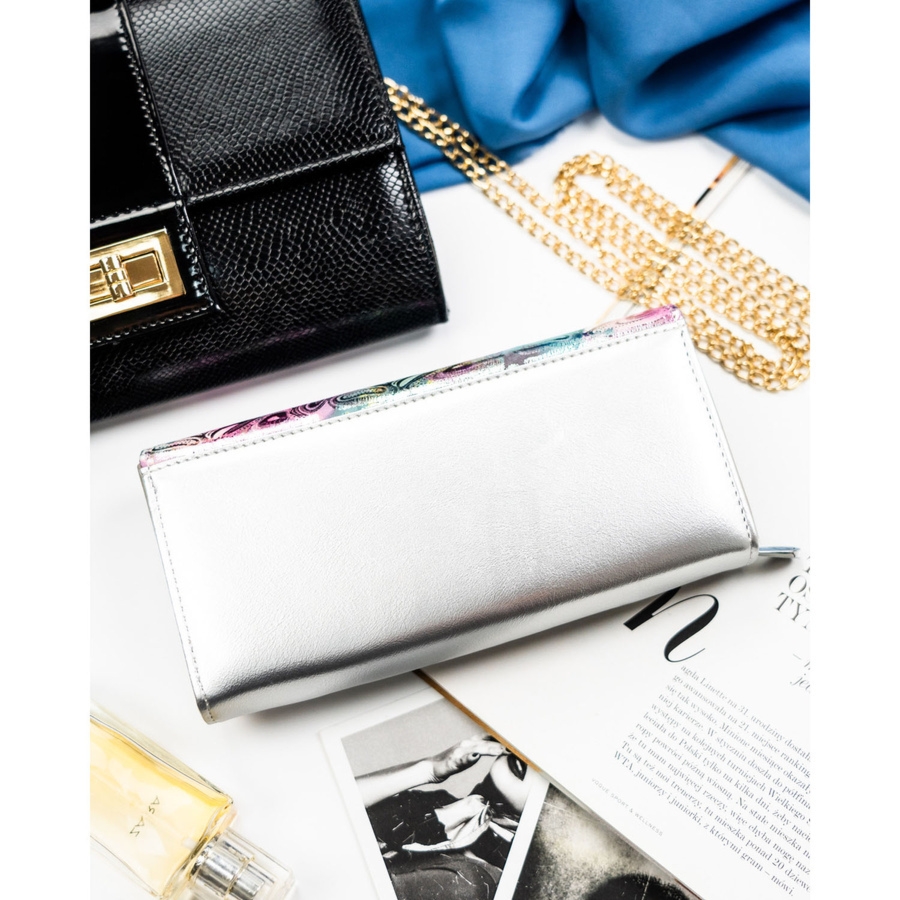 Duży portfel damski z systemem RFID odszyty z wielokolorowej skóry naturalnej i ekologicznej PTN PX20-1-NPK Peterson