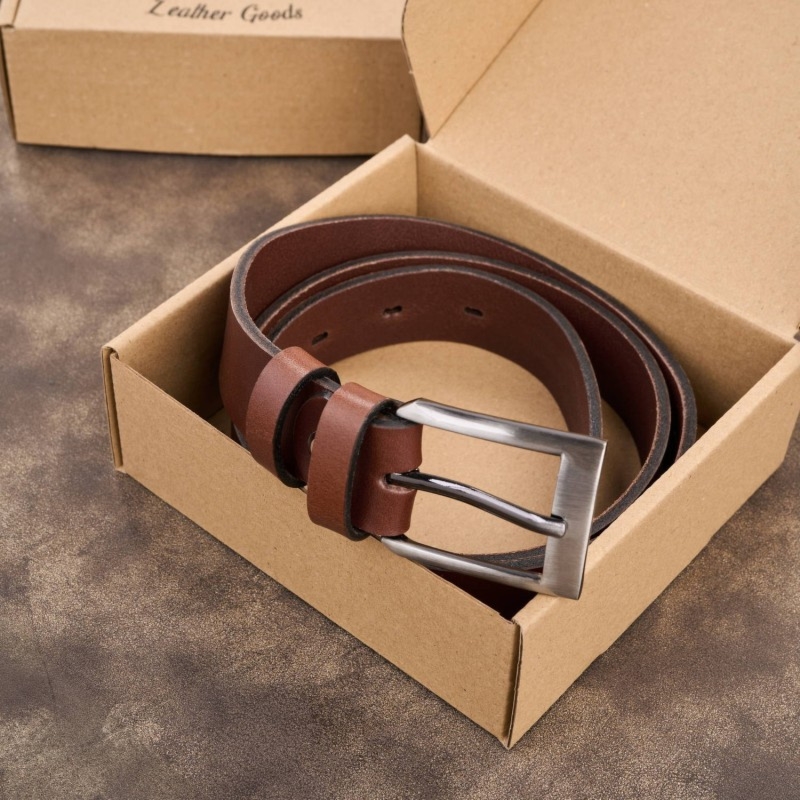 Pasek męski skórzany premium z klasyczną klamrą elegancki koniakowy 110 cm Paolo Peruzzi PG-09-CG-110