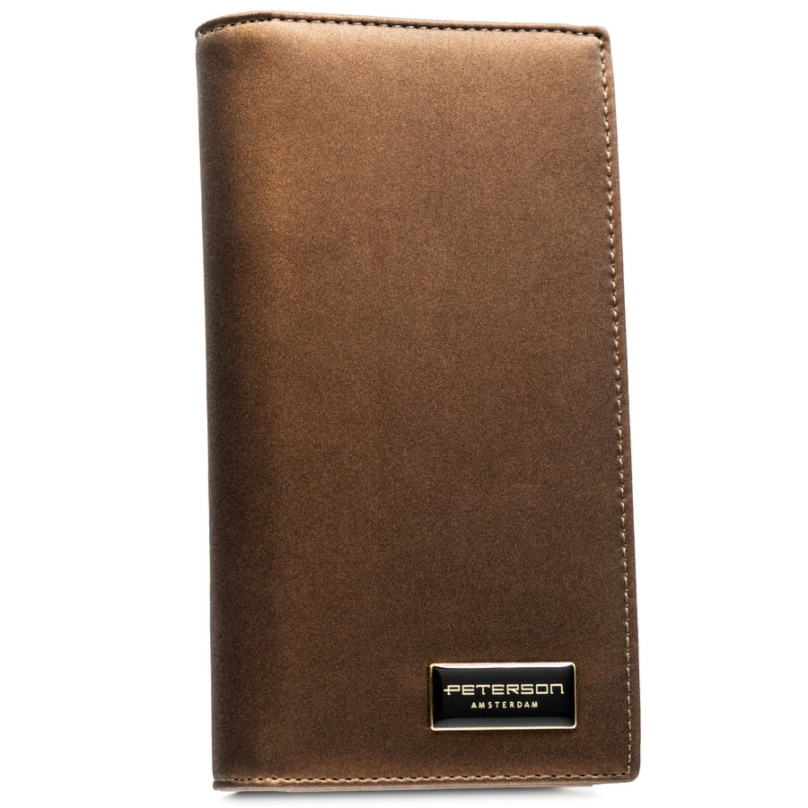 Brązowy portfel damski ze skóry naturalnej i ekologicznej z systemem RFID PTN PS1431-HNL Peterson