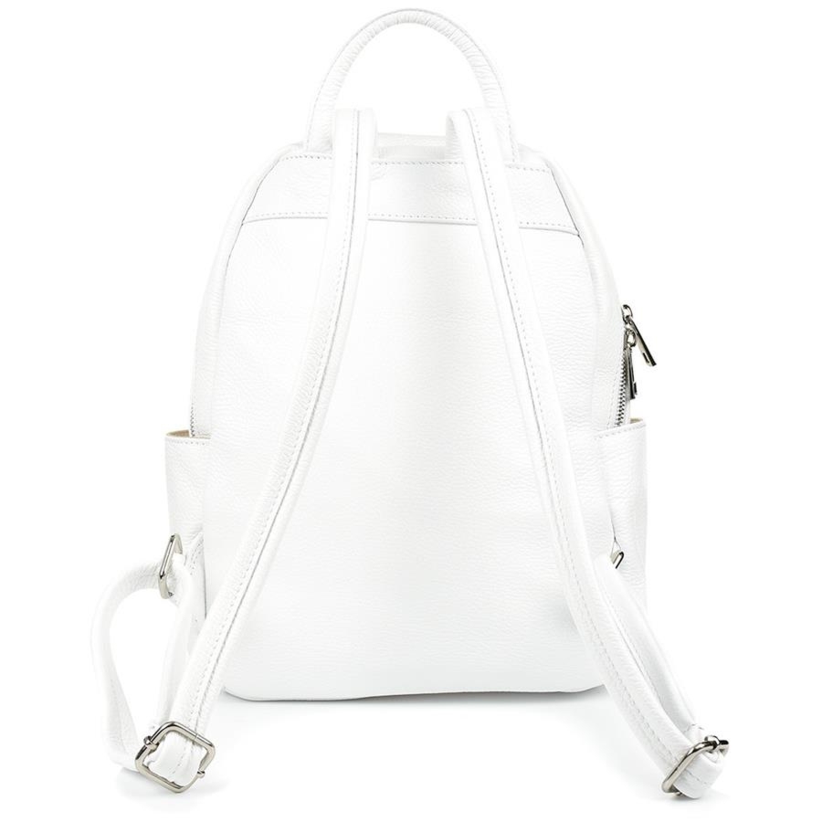 Biały Włoski Plecak Skórzany A4 damski dużo kieszeni C79