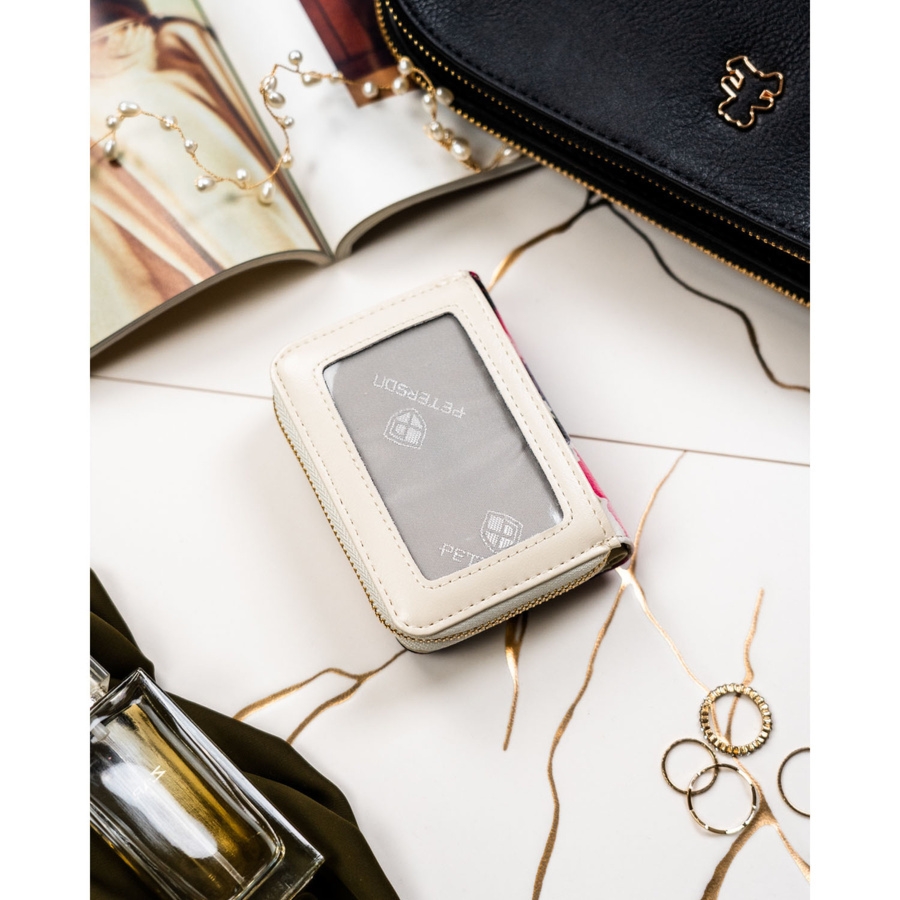 Portfel damski w kwiaty wykonany ze skóry naturalnej i ekologicznej PTN PX33-PF2 Peterson