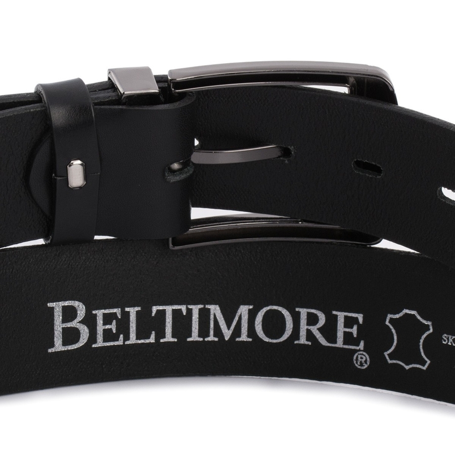 Pasek męski skórzany premium szeroki 4cm klasyczny czarny Beltimore Jeans E01 : Kolory - czarny, Rozmiar pasków - r.100-115 cm