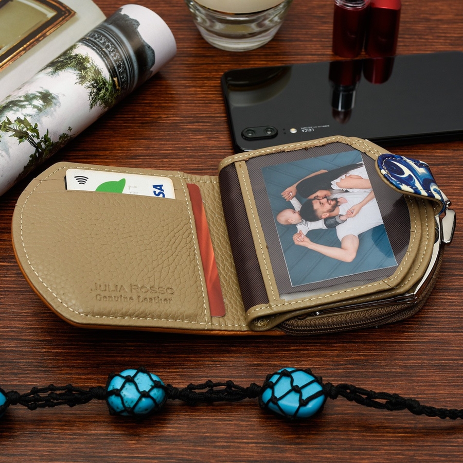 JULIA ROSSO patchwork portfel SKÓRZANY RFiD pudełko M99