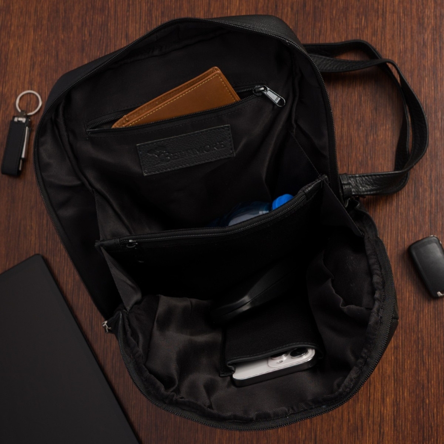 Plecak skórzany damski miejski elegancki duży A4 czarny Beltimore P17