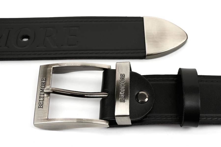 Beltimore męski skórzany pasek szeroki jeans czarny 524 : Kolory - czarny, Rozmiar pasków - r.85-100 cm