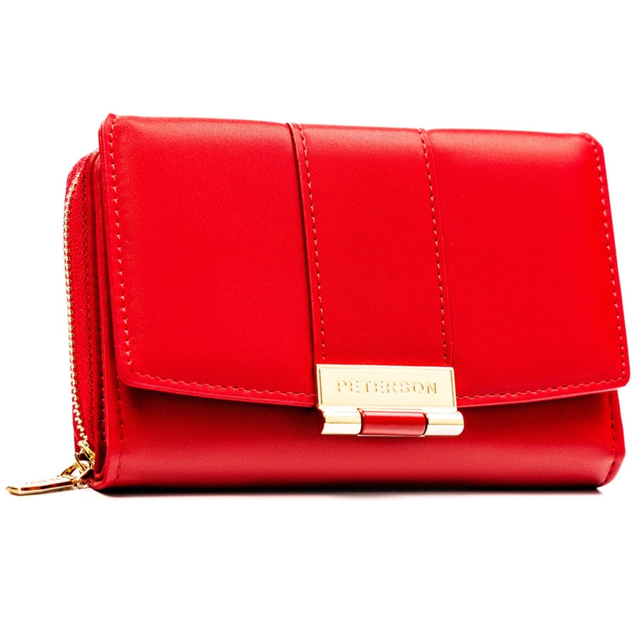 Czerwony portfel damski wykonany ze skóry ekologicznej - Peterson