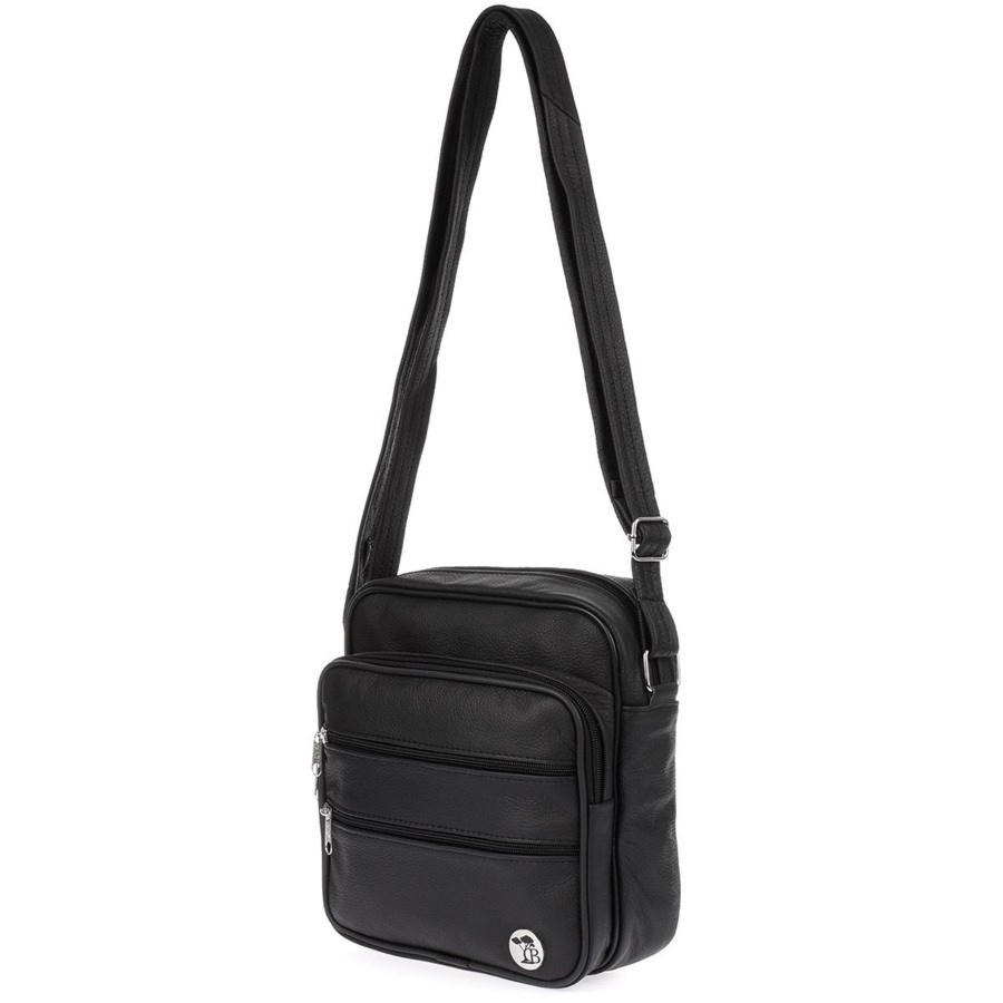 Męska torba skórzana czarna Beltimore pojemna z paskiem G77