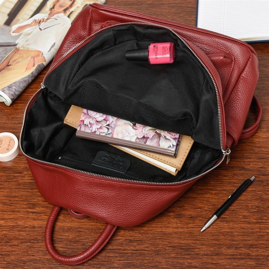 Bordowy Włoski Plecak Skórzany A4 damski miękka SKÓRA duży P16