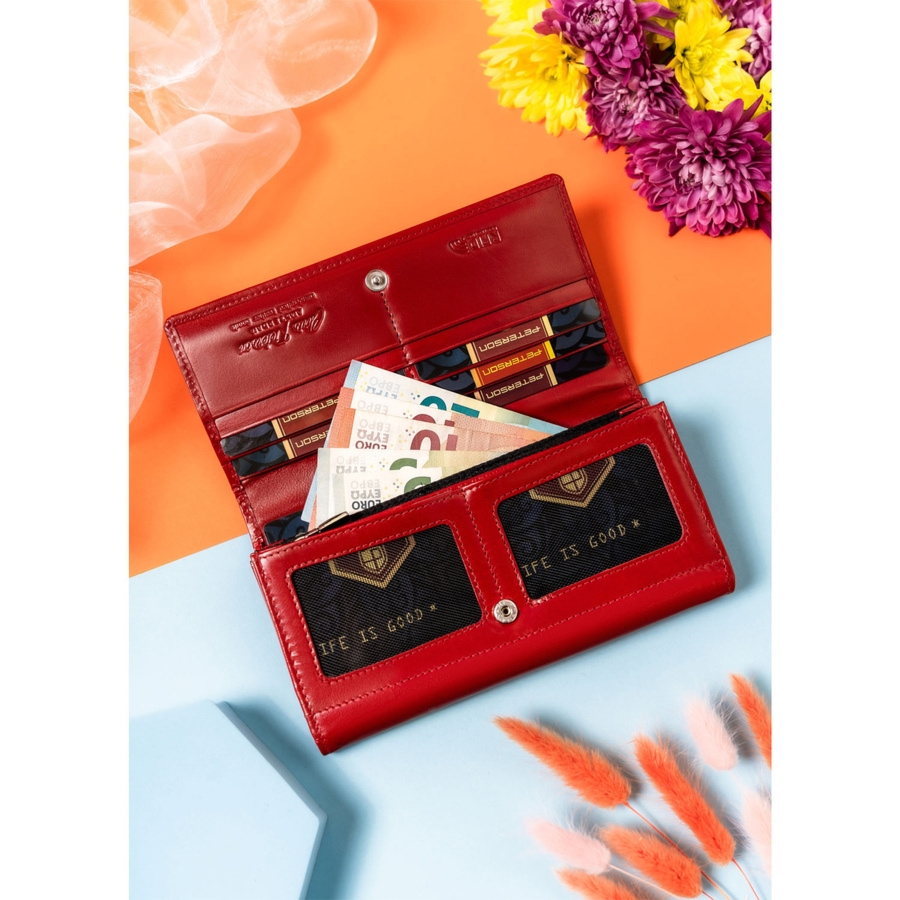 Modny portfel damski skórzany z przegródkami - Peterson