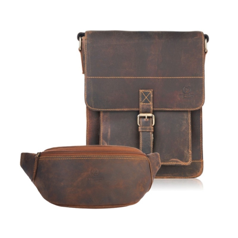 ZESTAW PREZENTOWY ZUP-98-HBR LISTONOSZKA MĘSKA BRĄZOWA T-91-HBR I SASZETKA T-89-HBR PAOLO PERUZZI