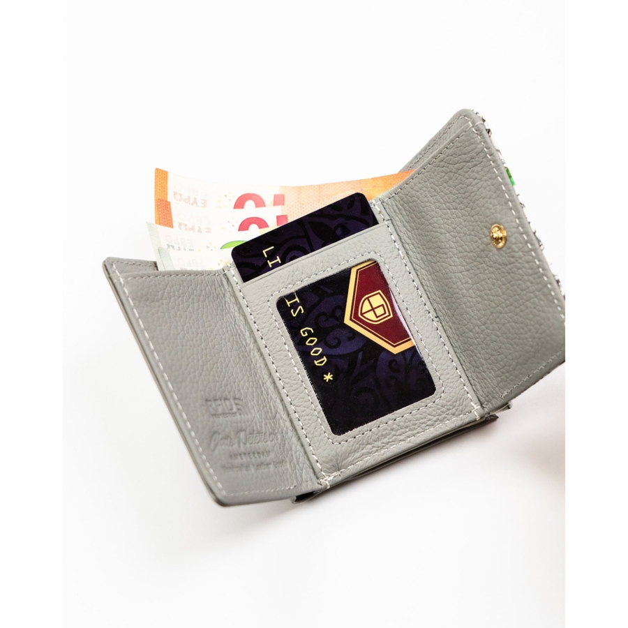 Mały portfelik damski ze skóry naturalnej w zielonym kolorze PTN PH32-LFL Peterson