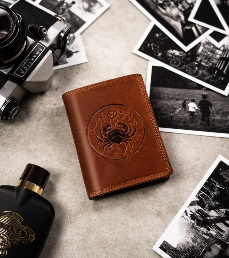 Portfel skórzany Peterson znak zodiaku PTN N4-EBS brązowy