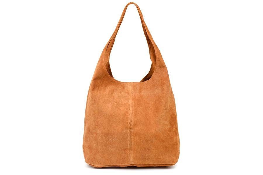 Shopperka camelowa skórzana N88