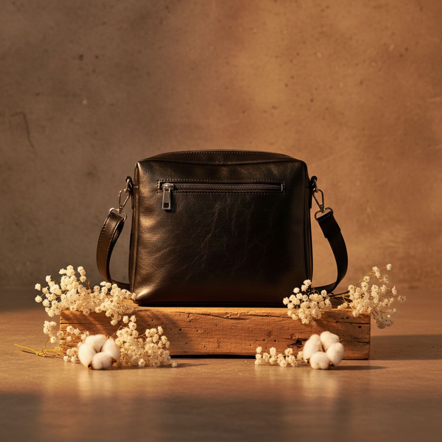 Zamszowa listonoszka ze skóry naturalnej SHE 689 czekolada