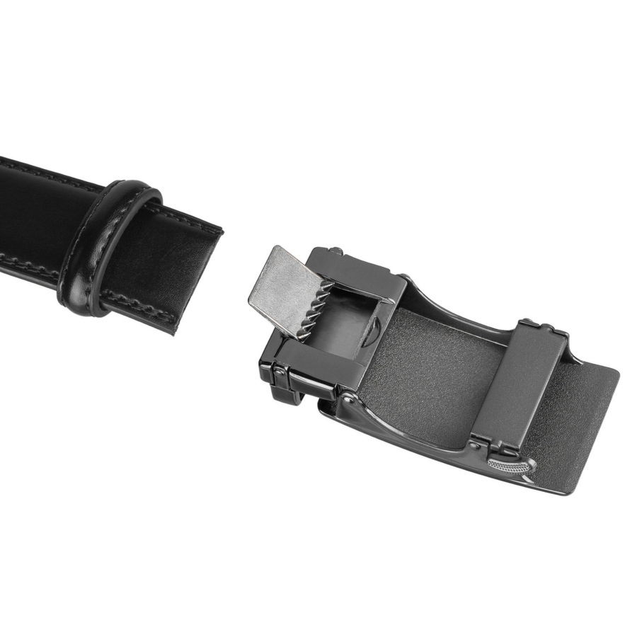 Czarny, skórzany pasek męski z automatyczną klamrą - Peterson