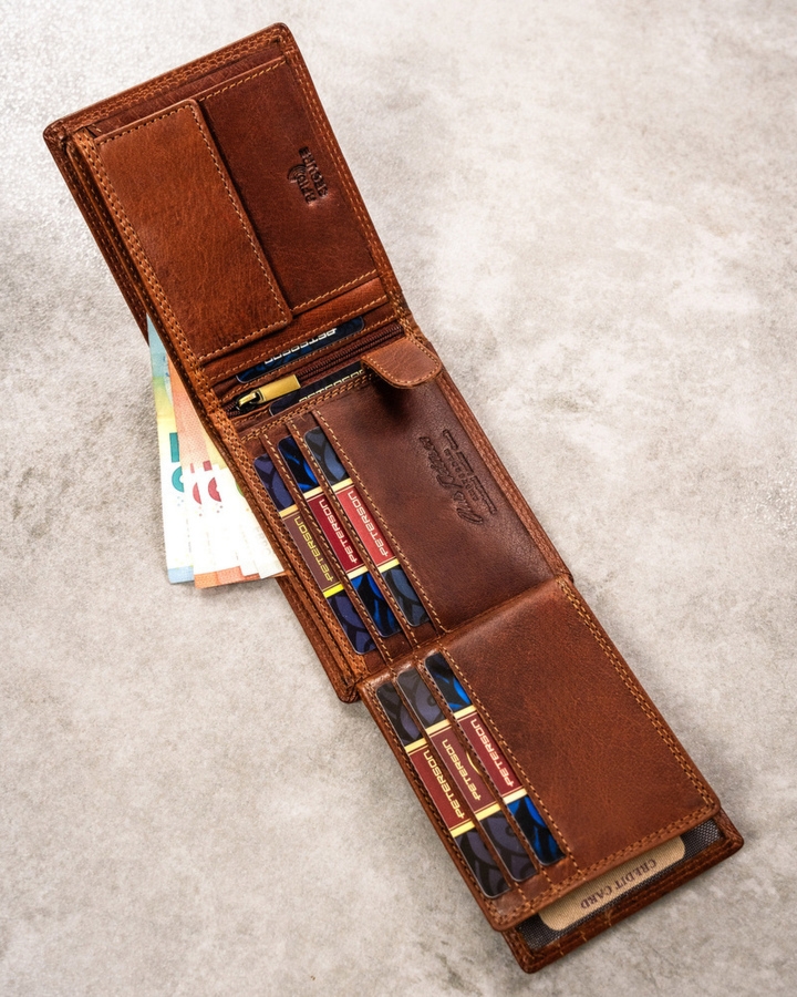 Portfel skórzany Peterson PTN N992-EBS tłoczony znak zodiaku