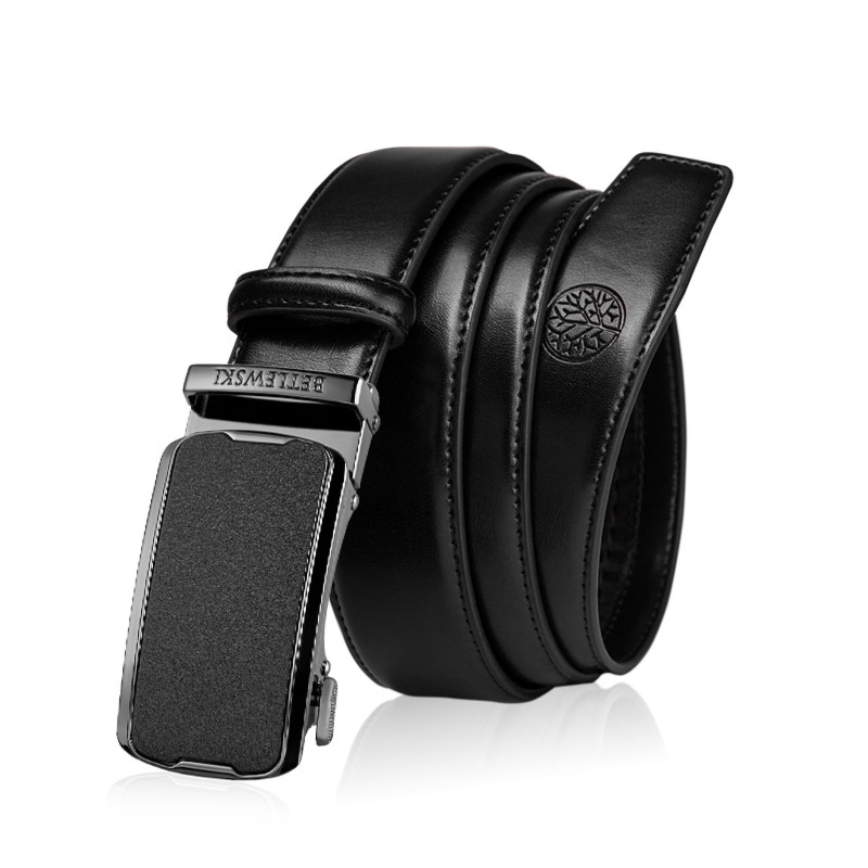 Skórzany pasek męski BETLEWSKI Czarny 135