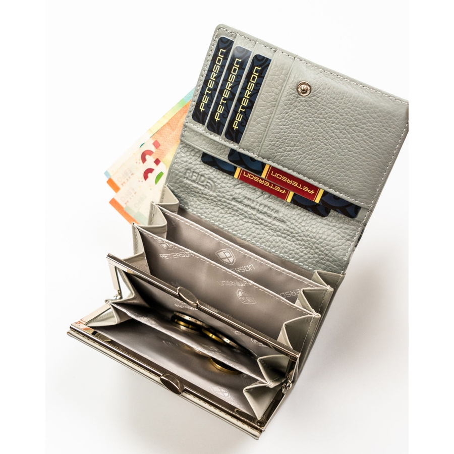 Średni portfel damski ze skóry ekologicznej i naturalnej w białym kolorze PTN PX30-1-NPK Peterson