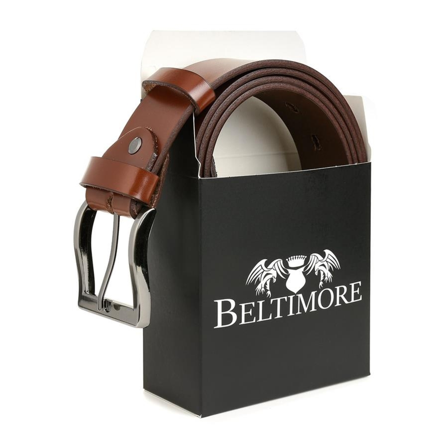 Beltimore skórzany pasek męski brązowy szeroki E03 : Kolory - brązowy, beżowy, Rozmiar pasków - r.150-165 cm