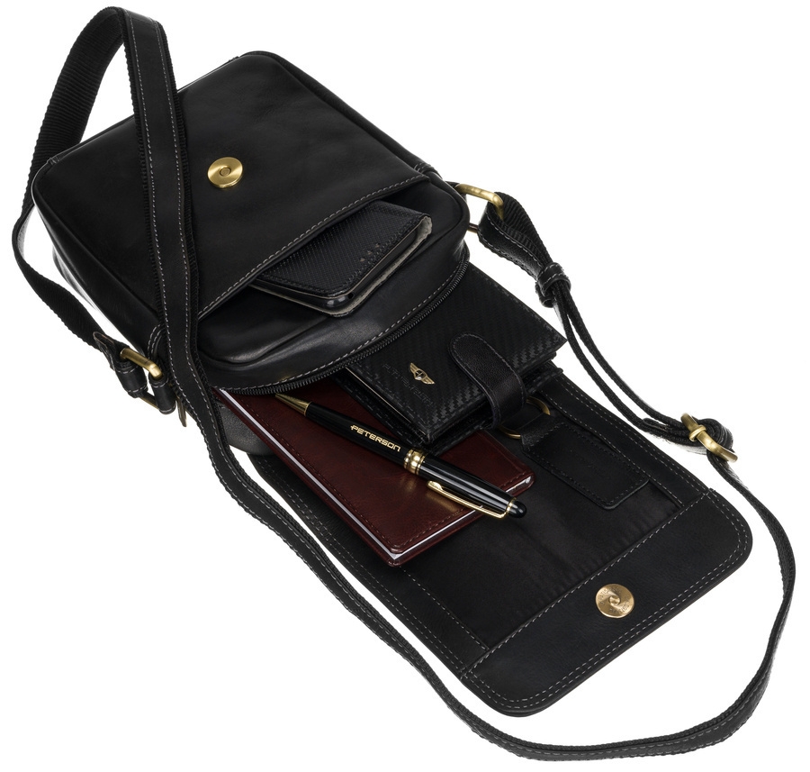 Listonoszka skórzana Peterson PTN TB-708-COM BLACK czarna