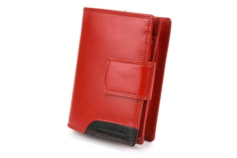 Damski skórzany portfel duży pionowy RFiD czerwony BELTIMORE 039