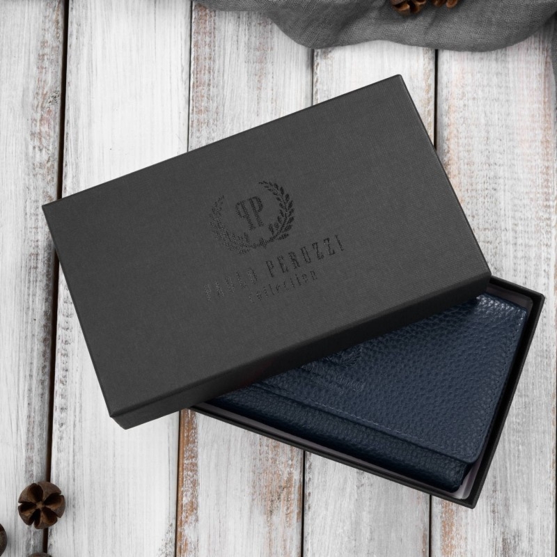 Portfel damski duży granatowy ze skóry naturalnej pojemny Paolo Peruzzi T-138-NV