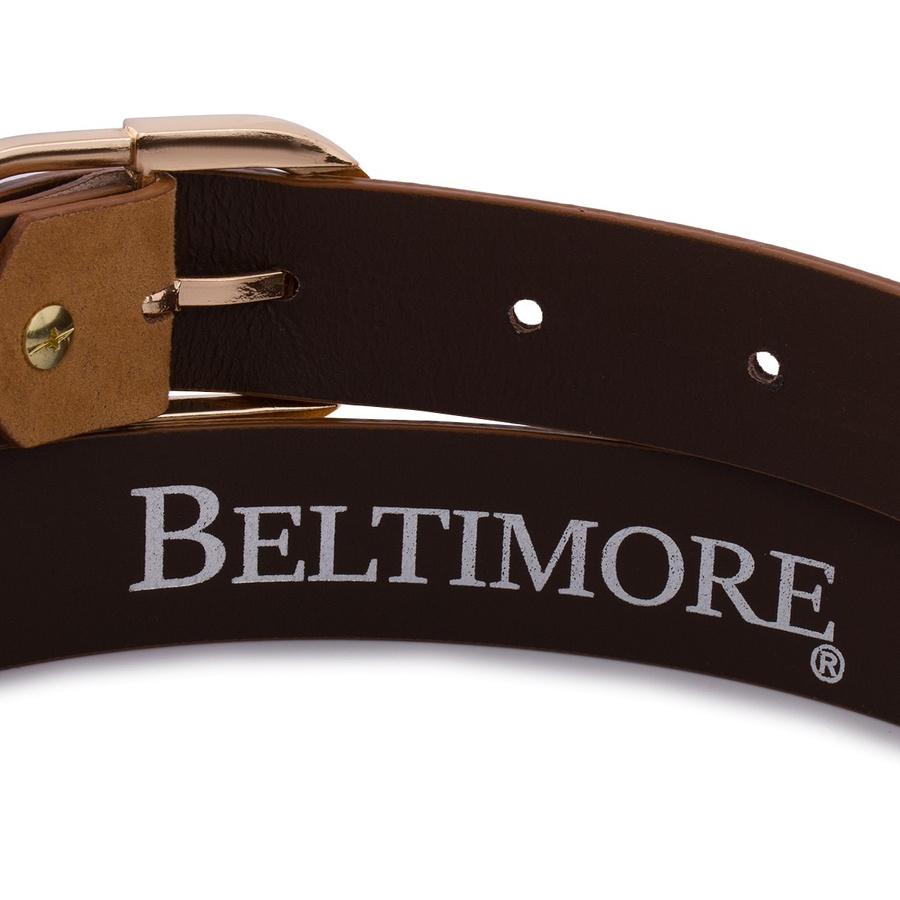 Pasek skórzany BELTIMORE r.90-105 cm E52 j. brązowy