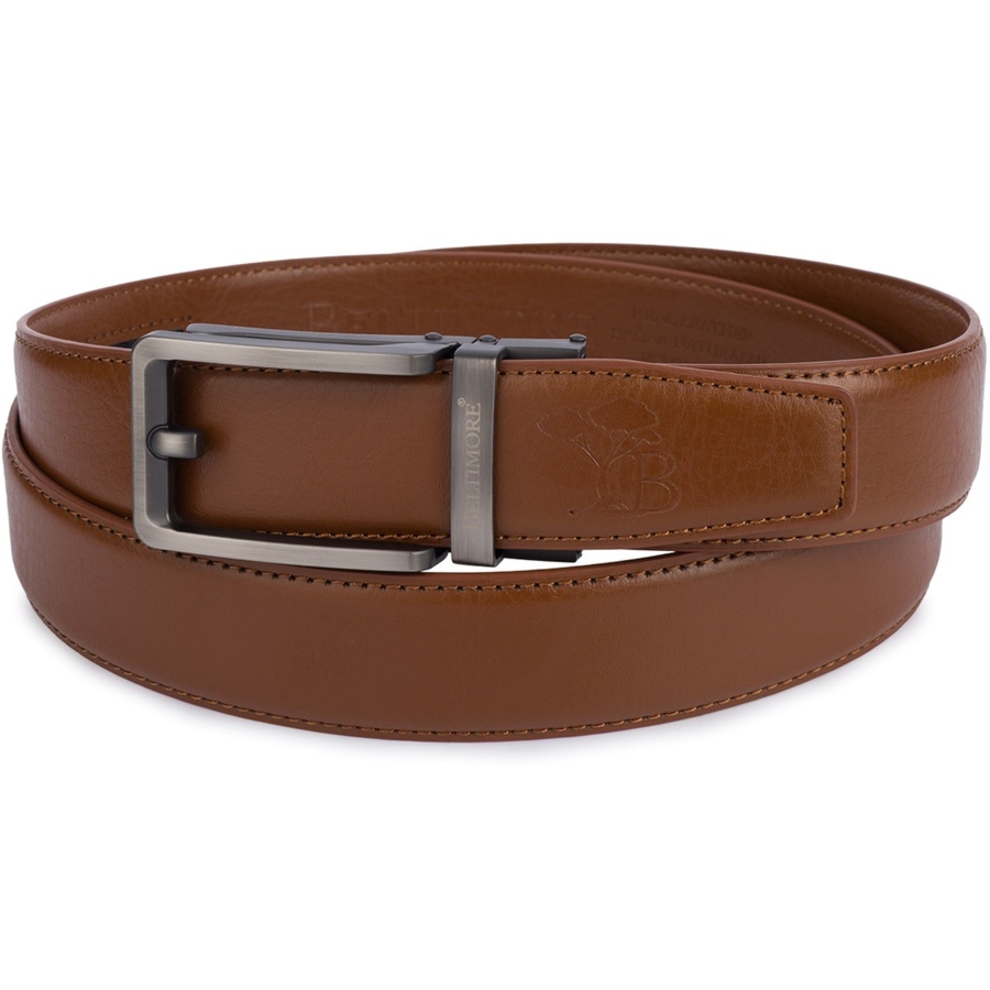 Pasek męski skórzany do spodni casual garnituru automat gładki jasny brąz Beltimore A41 : Kolory - brązowy, beżowy, Rozmiar pasków - r.105-120 cm
