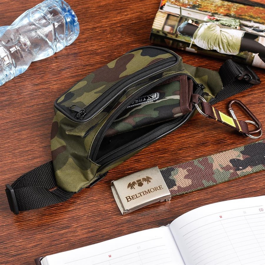 Zestaw męski portfel pasek saszetka moro Beltimore U97