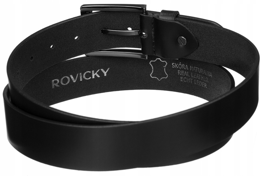 Pasek skórzany Rovicky [DH] R-FR-001 czarny