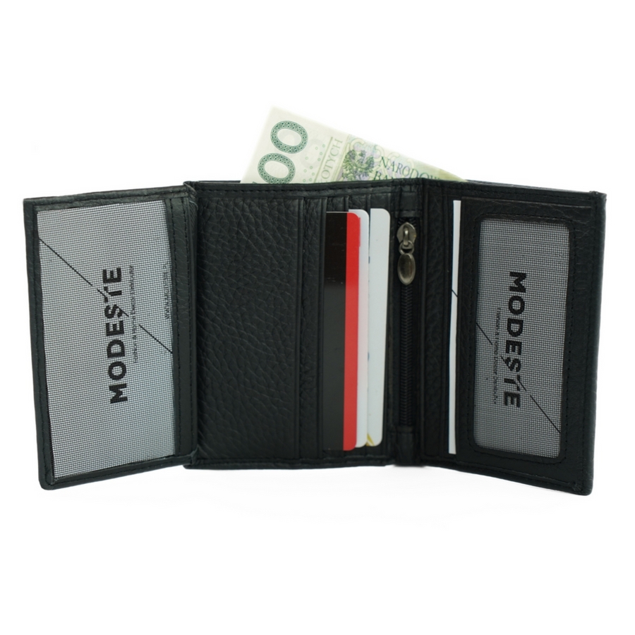 Skórzany czarny portfel SOLIER SW47 Czarny