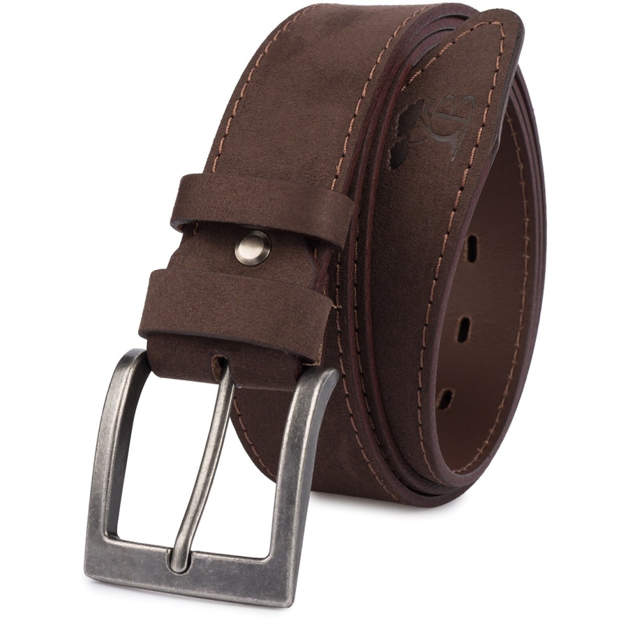 Pasek męski skórzany zamszowy skóra naturalna brązowy Beltimore W50 : Kolory - brązowy, beżowy, Rozmiar pasków - r.95-110 cm