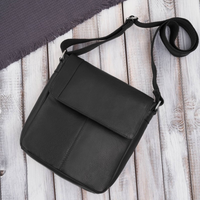 Listonoszka męska na ramię vintage retro ze skóry naturalnej czarna Paolo Peruzzi E-31-BL