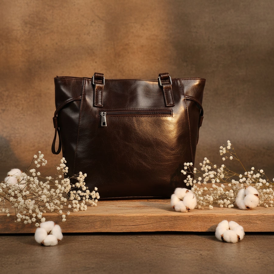 Shopperka skórzana SHE zamsz 726 czekolada