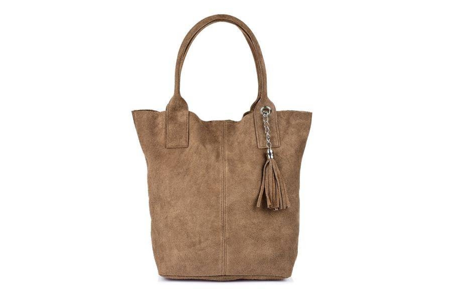 Worek beżowy taupe skórzany L82