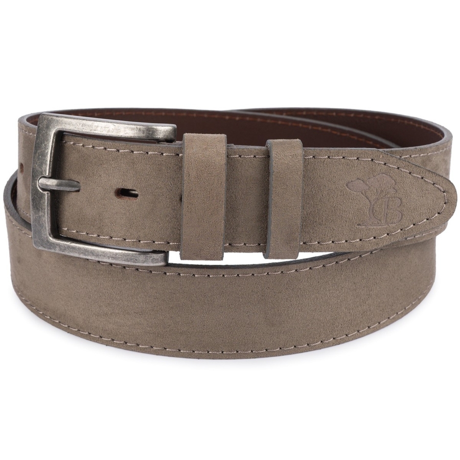 Pasek męski skórzany zamszowy skóra naturalna szary Beltimore W48 : Kolory - szary, srebrny, Rozmiar pasków - r.105-120 cm