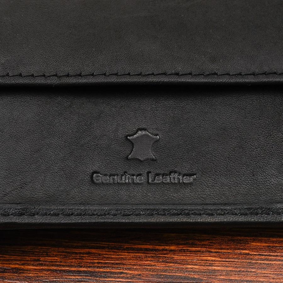 Zestaw męski skórzany portfel poziomy rękawiczki czarne Beltimore T86 : Kolory - czarny, Rozmiar rękawiczek - S/M