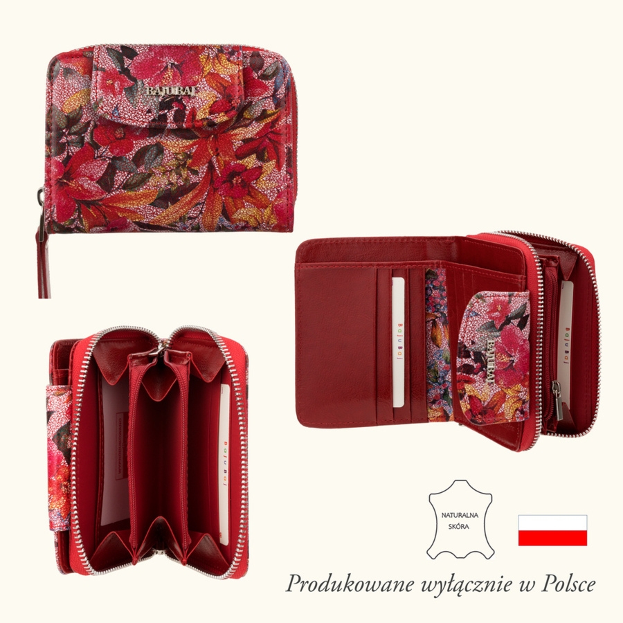 Czerwony damski portfel skórzany BajuBaj – połączenie stylu, jakości i funkcjonalności PD1255s137