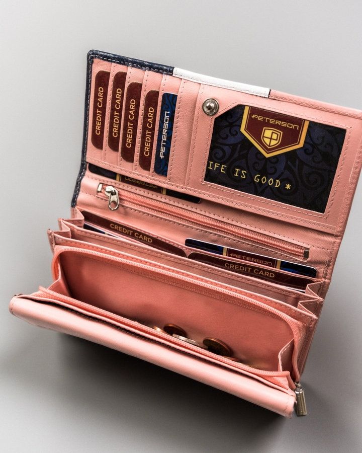 Portfel skórzany Peterson [DH] PTN RD-12-GCL-S różowy