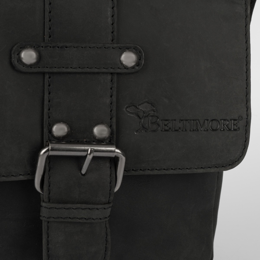 Torba męska skórzana na ramię zgrabna czarna elegancka Beltimore N11