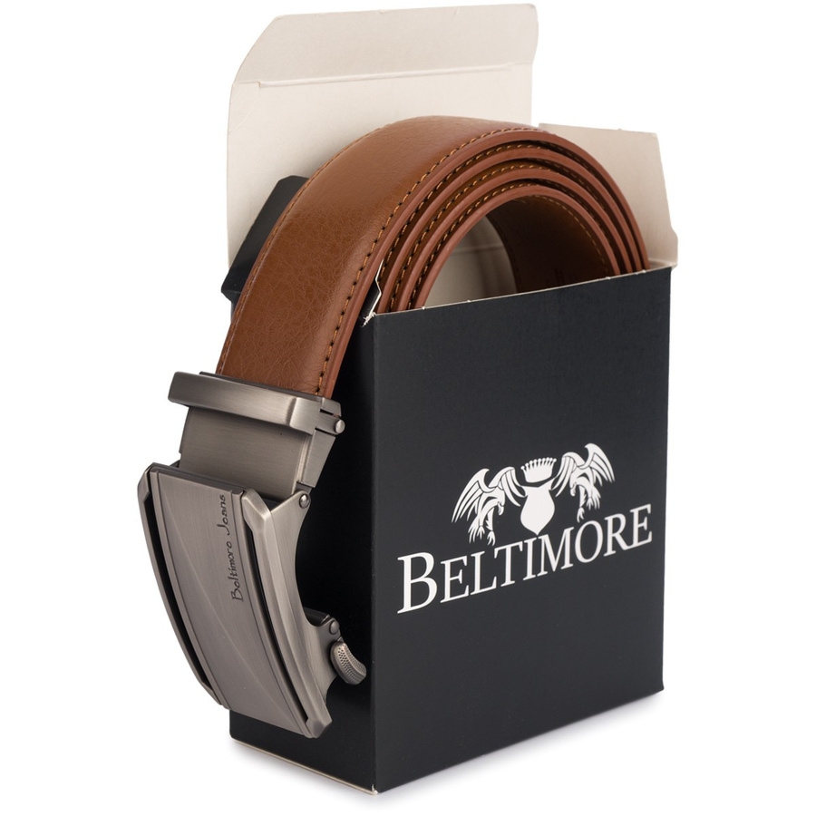 Pasek męski skórzany klamra automatyczna brązowy Beltimore A51 : Kolory - brązowy, beżowy, Rozmiar pasków - r.105-120 cm